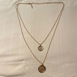 Double Gold Medallion Necklace